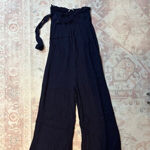 Timing MATERNITY Strapless Jumpsuit with Tie Navy Size Small